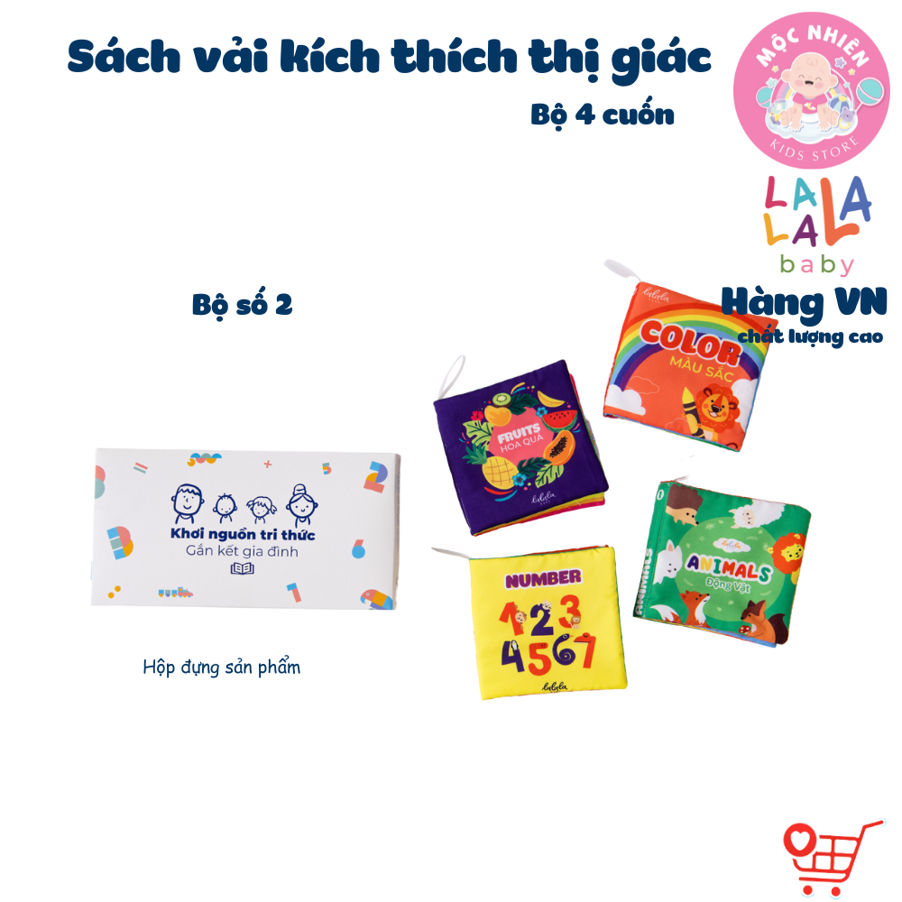 Bộ 4 Cuốn Sách Vải Cỡ Nhỏ Cho Trẻ Sơ Sinh Touch and See Mini Cloth Book - Lalala Baby