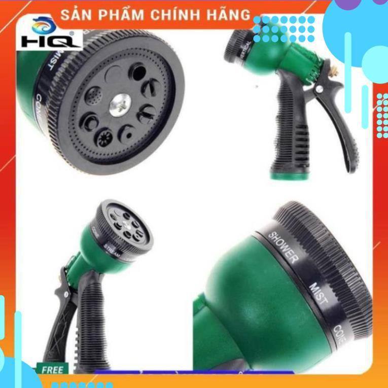 Vòi xịt rửa xe,Vòi phun nước tưới cây tăng áp thông minh 8 chế độ 815576-1 (cút vàng,nối xanh - dây xám)