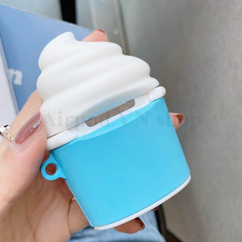 Bao Case Ốp dành cho airpod 1 và 2 và airpod pro hủ kem xanh silicon 3D cao cấp