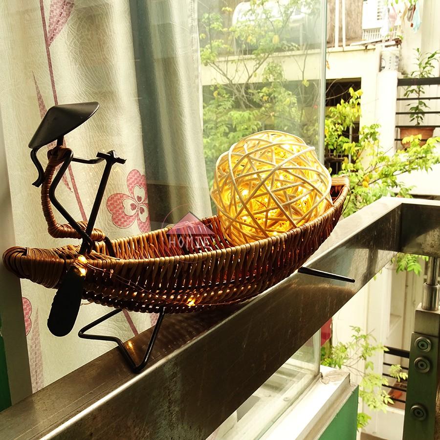 Đèn mây tre hình thuyền trang trí đa năng