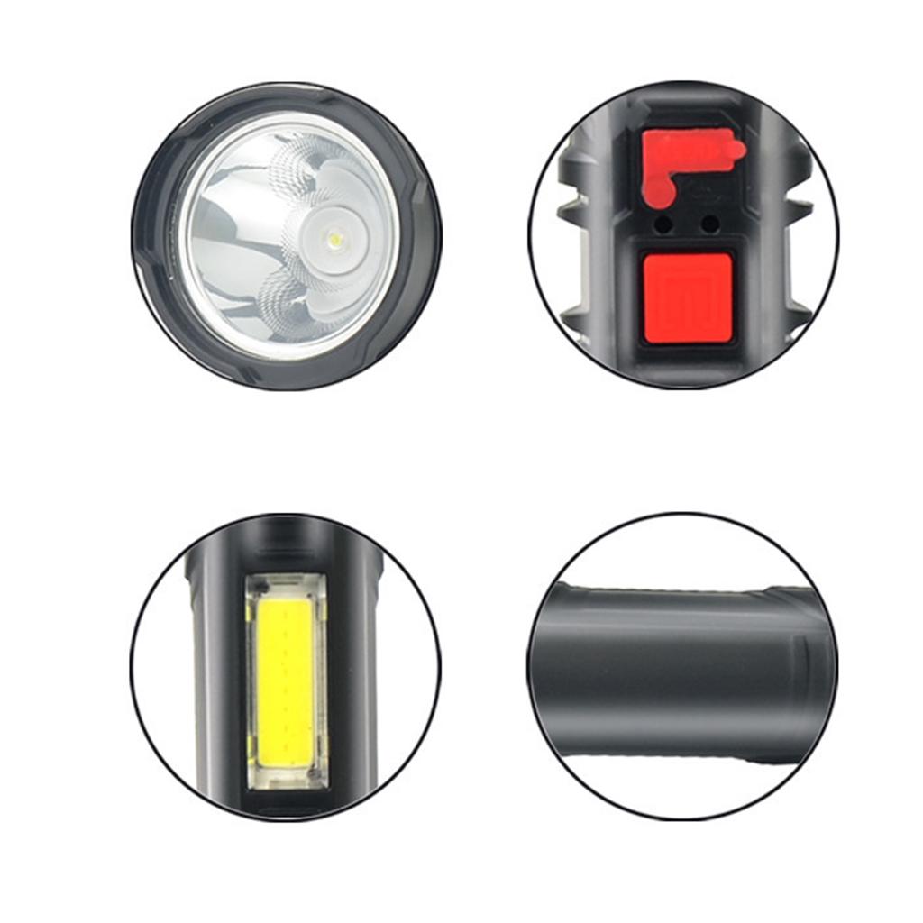 Rechargeable LED Flashlight, 4 Light Modes, Waterproof, COB Side Light Flashlight for Emergency, Hiking, Home and More, USB Cable Included
