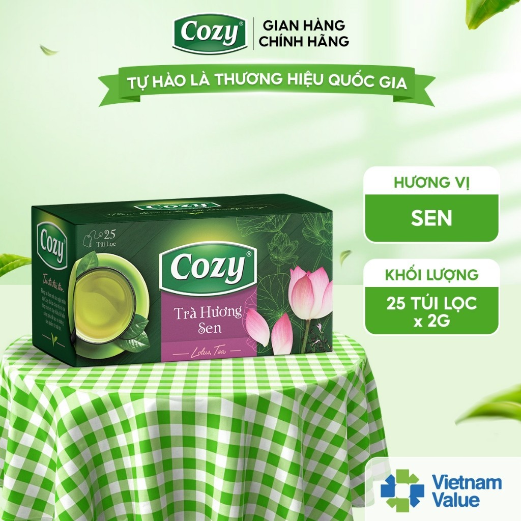 Cozy Trà Cozy túi lọc Hương Sen 25 túi x 2g Hộp