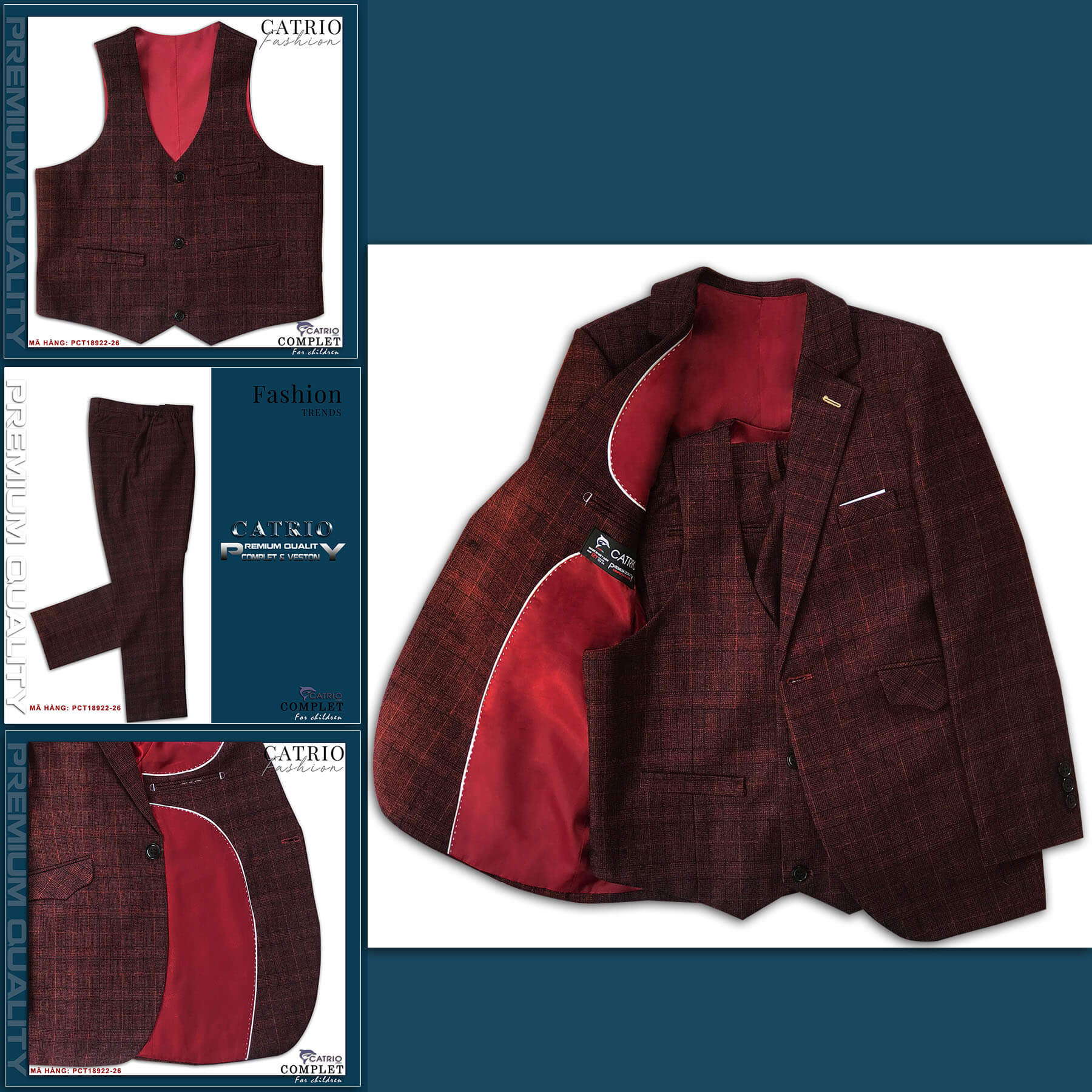 BỘ VEST BÉ TRAI CATRIO PCT18922/26 LÀ BỘ COMPLET TRẺ EM từ 2 tuổi đến 12 tuổi phù hợp ngày lễ tết, tiệc cưới thuộc BST quần áo complet veston trẻ em CATRIO mùa thu đông 2021