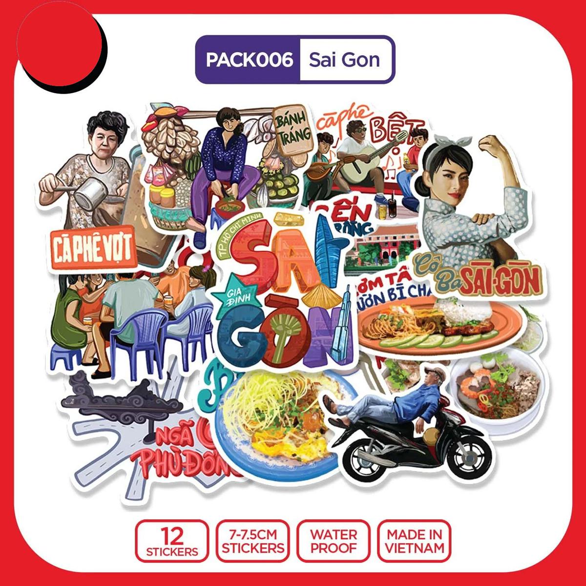 Bộ 12 Hình Dán Sai Gon - Die Cut Sticker Pack - Stickerfactory PACK006
