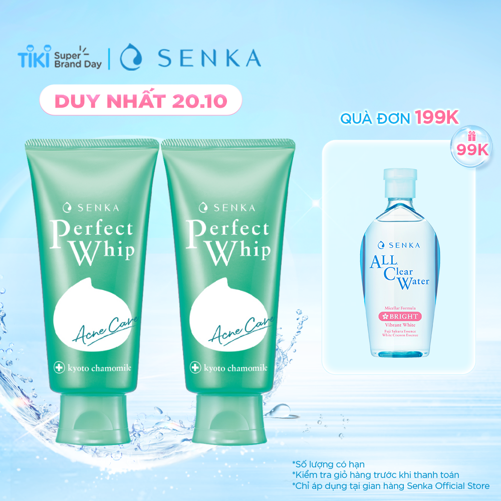 [TIẾT KIỆM HƠN] Bộ đôi Sữa rửa mặt tạo bọt cho da mụn chứa Salycilic Acid SENKA PERFECT WHIP ACNE CARE 100g