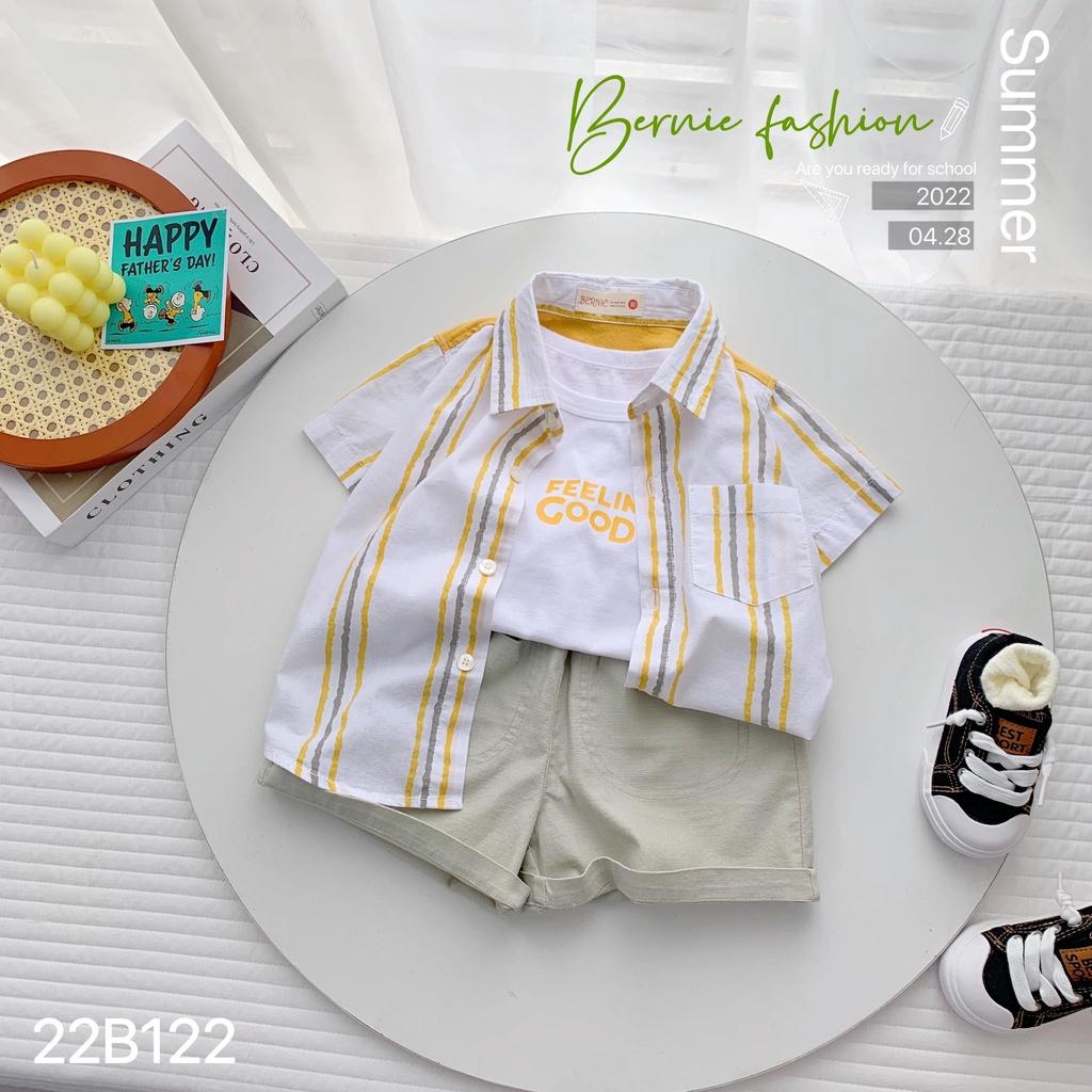 Set bé trai áo sơ mi, quần short, áo ba lỗ soái ca hàn quốc