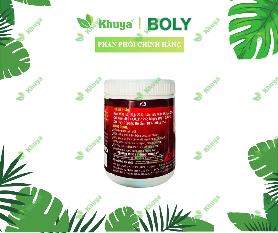 Phân bón lá NPK vi lượng Lampard 22-21-17+TE hủ 500gr To củ Lớn trái