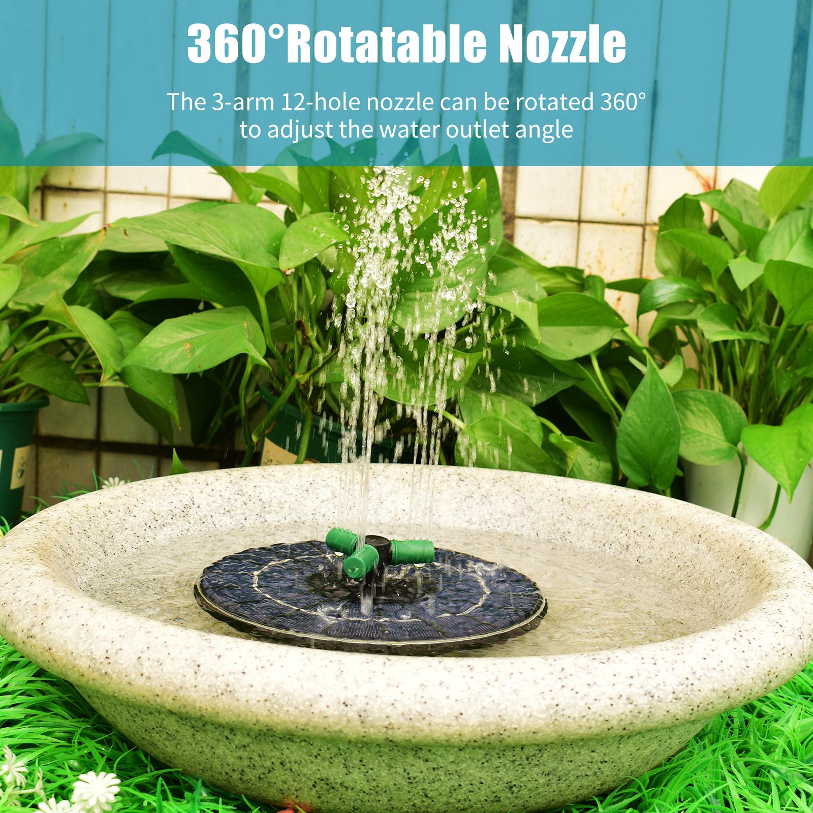 2.5W Solar Fountain Pump With 360°Rotatable Nozzle Water Pump Floating Circle Fountain for Bird Bath Garden Small Pond