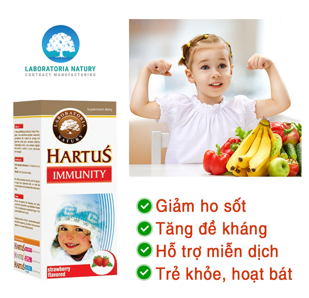 Hartus Immunity Hỗ Trợ Miễn Dịch &amp; Tăng Cường Sức Đề Kháng, Giúp Bé Khỏe Mạnh Tự Nhiên, Phát triển toàn diện - Phù hợp cho trẻ từ 4 tháng tuổi - Sản phẩm nhập khẩu chính hãng, uy tín, an toàn