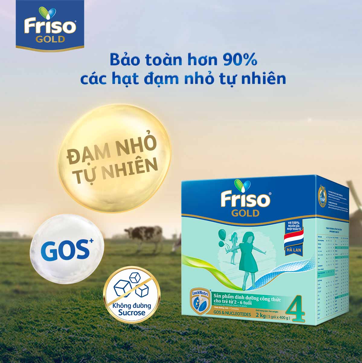 [Mới] Hộp giấy 2 Kg Friso Gold 4 + Tặng bộ set ăn Friso cho bé