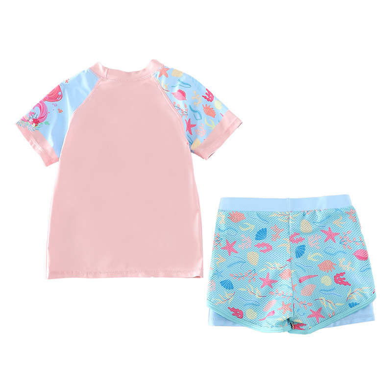 Đồ bơi bé gái tay ngắn quần ngắn 2 lớp kín đáo new, đồ tắm biển, lặn biển, học bơi