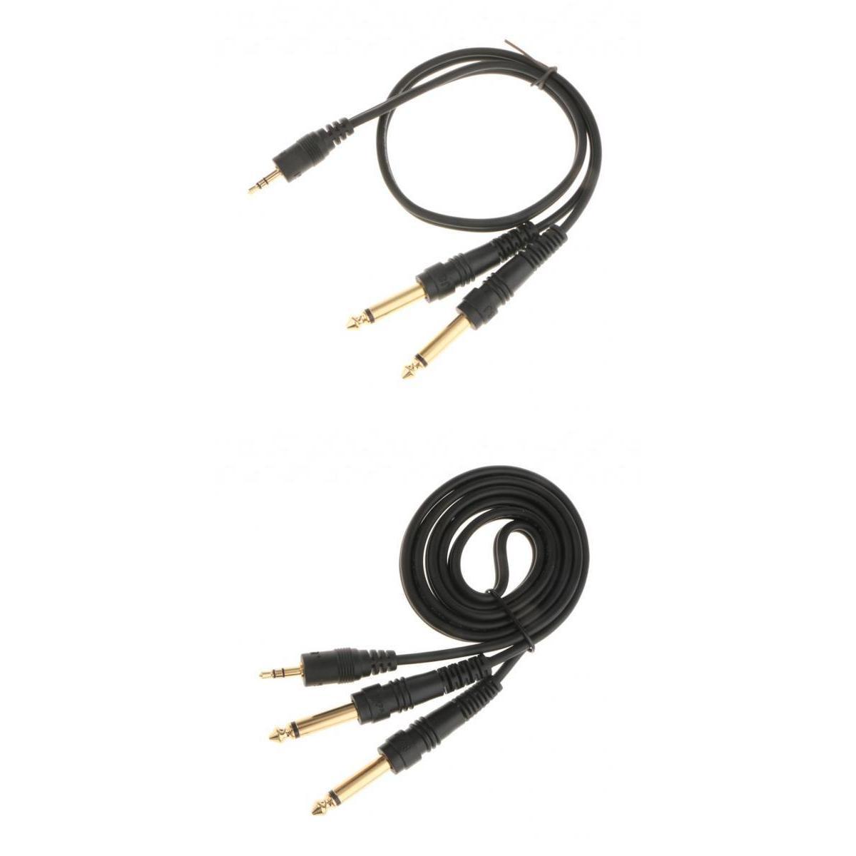 Stereo 3.5mm to Dual 6.5mm Jack Mixer Amp Splitter Audio Cable 1+0.5meter
