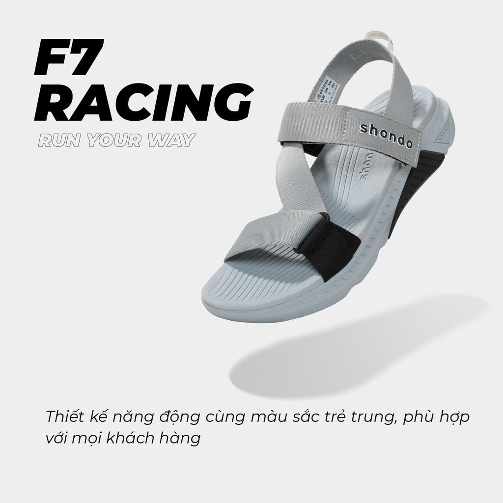 Giày Sandals Nam Nữ Shondo F7 Racing Xám Phối Đen F7R1020