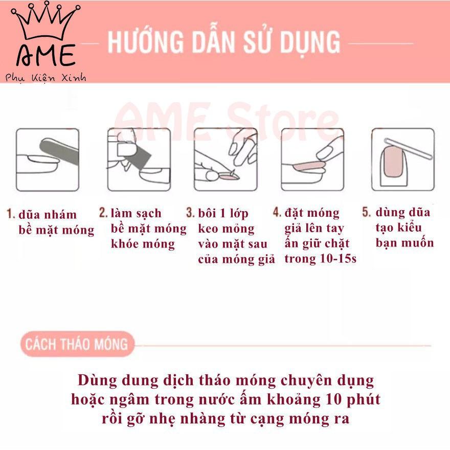 Móng giả đính đá kèm họa tiết xinh xắn , móng tay giả phong cách Hàn Quốc