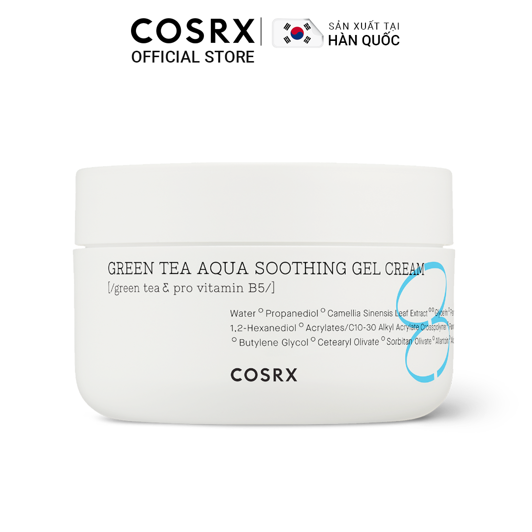 Gel Dưỡng Cấp Nước Và Dịu Da (Trà Xanh + B5) COSRX Hydrium Green Tea Aqua Soothing Gel Cream 50ml