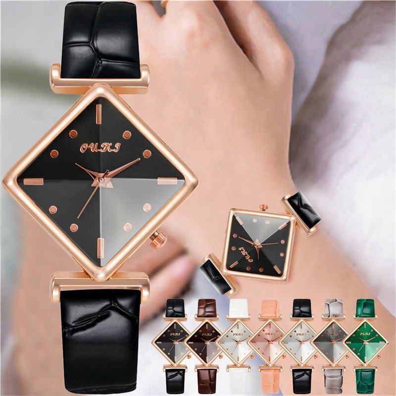 Đồng hồ thời trang nữ DOHORA VN OUKJ DSDH104 mặt hình thoi đa điểm dùng pin mẫu mới cực hot chống nước sinh hoạt nhẹ dây da dành cho học sinh cấp 2 sinh viên - Hàng nhập khẩu
