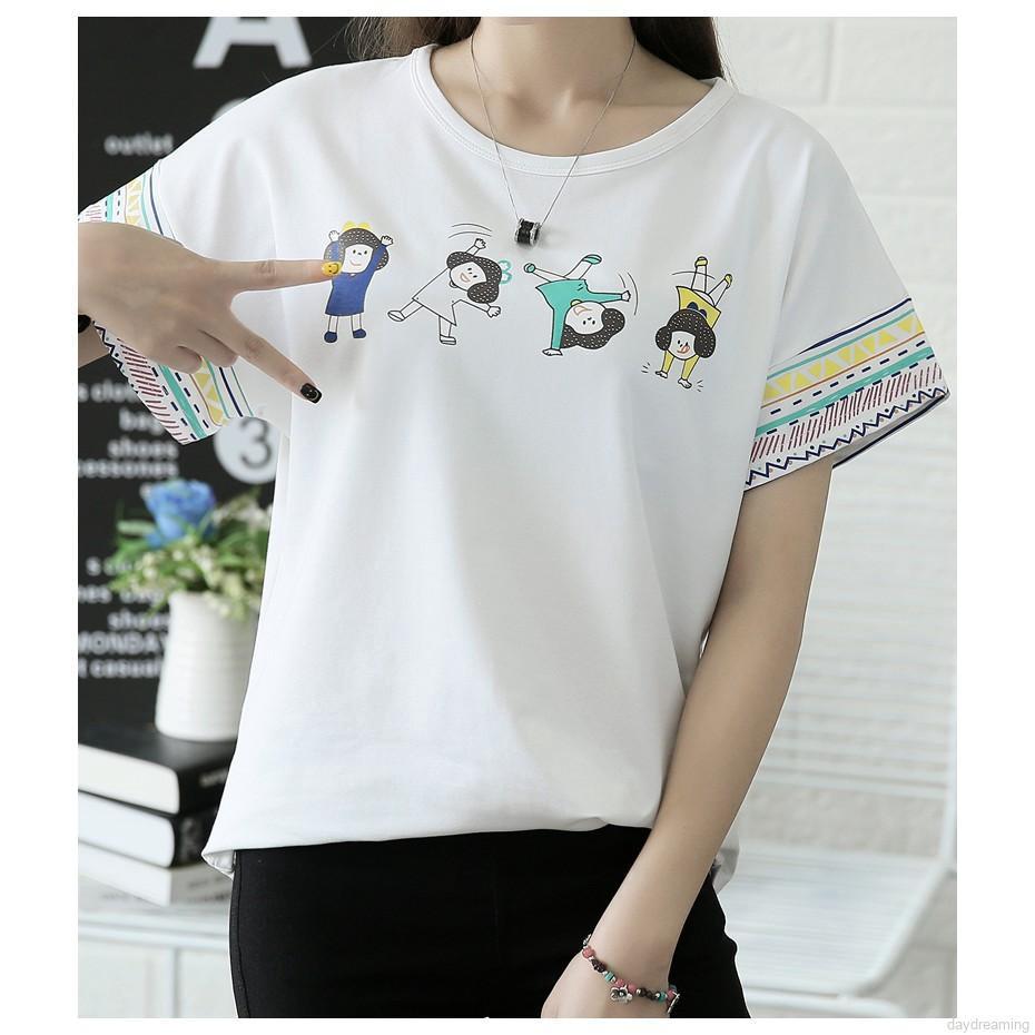 Áo thun nữ cổ tròn ngắn tay in hình thời trang