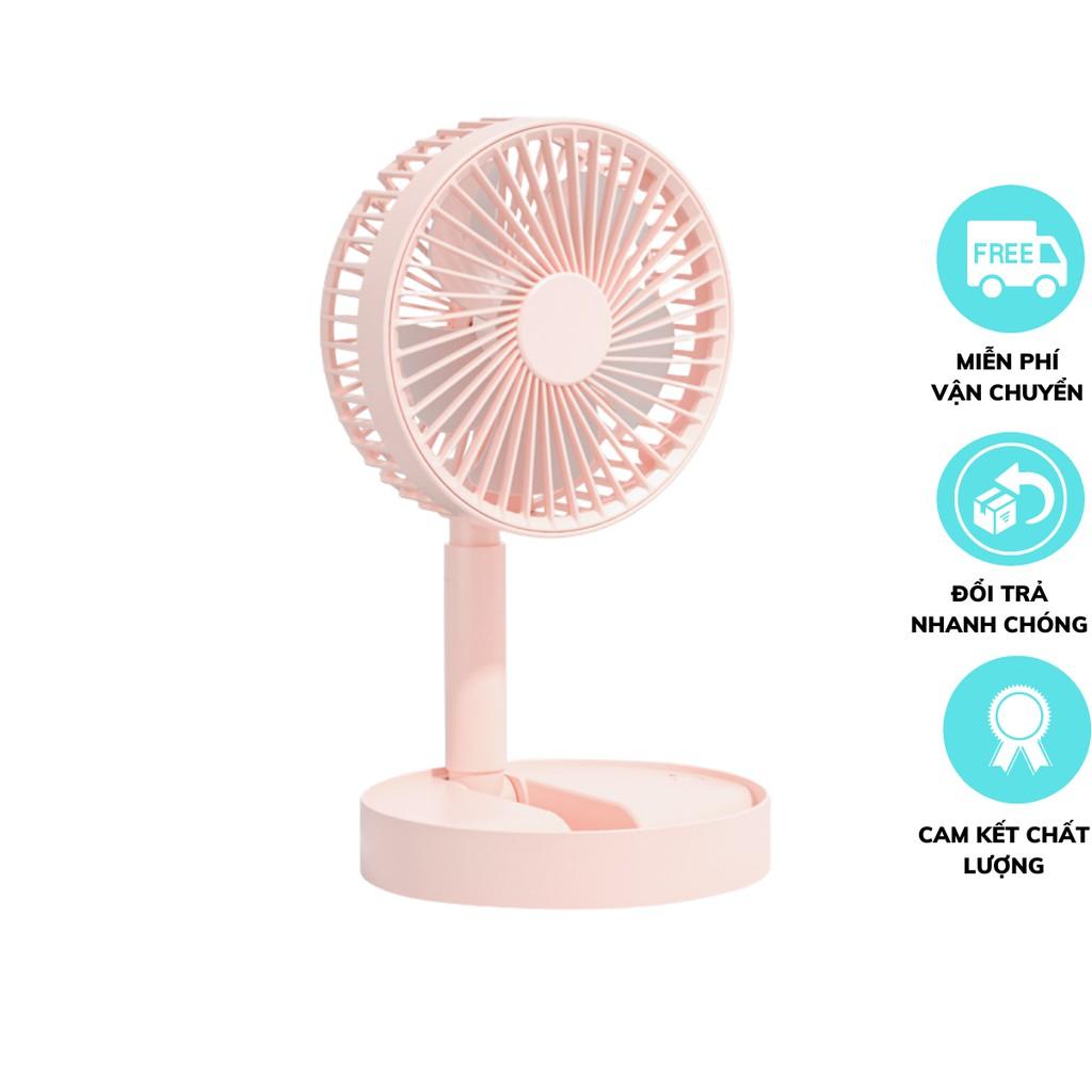 Quạt mini tích điện để bàn gấp gọn xoay 180 độ Quạt mini nhỏ gọn tiện lợi dễ dàng mang theo