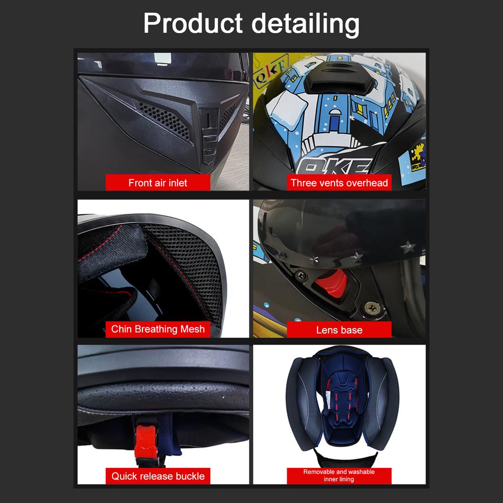 Motorcycle Street Bike Helmet Full Face Safety Helmet Comfortable & Breathable for Men & Women All Seasons