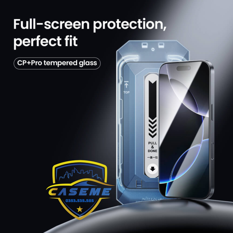 Kính cường lực cho iPhone 16 Pro Max, iPhone 16 Pro, iPhone 16 Plus, iPhone 16 hiệu NillkinAmazing CP+ Pro full màn hình, chống vân tay, chống vỡ, chống xước cao cấp - Hàng chính hãng