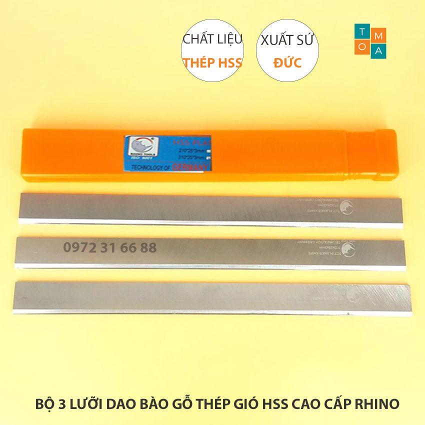 BỘ 3 LƯỠI DAO BÀO GỖ THÉP HSS CAO CẤP RHINO 310x25x3MM CỦA ĐỨC