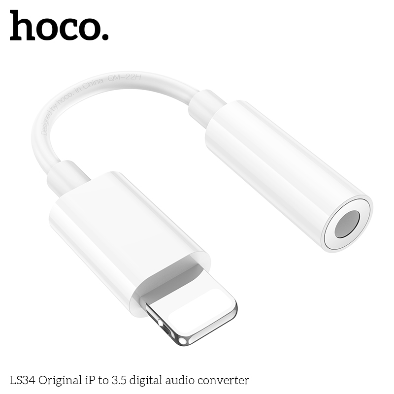 Cổng chuyển đổi Hoco LS34 từ cổng I.p to 3.5mm, hàng chính hãng hỗ trợ vừa nghe nhạc vừa mic đàm thoại dành cho Ip10/11/12/13/14