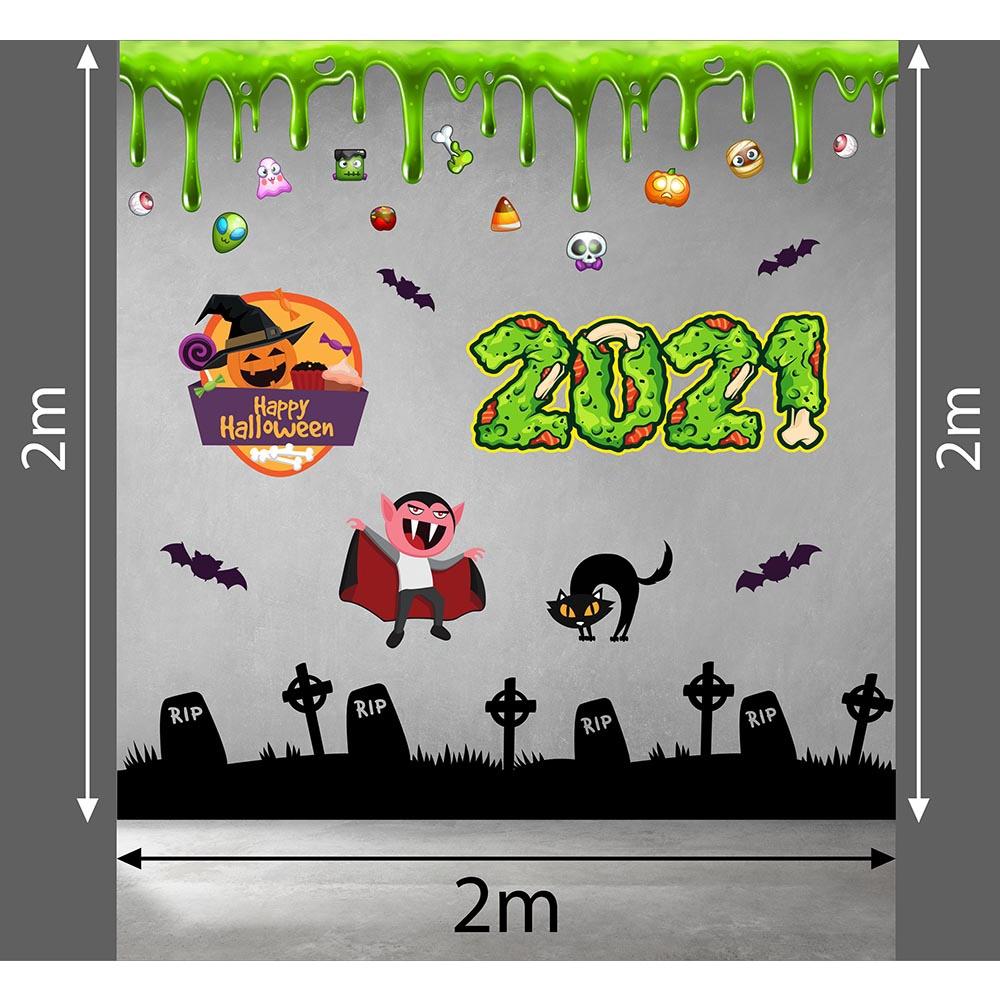 DECAL TRANG TRÍ HALLOWEEN 2021 COMBO BIA MỘ VÀ DRACULA