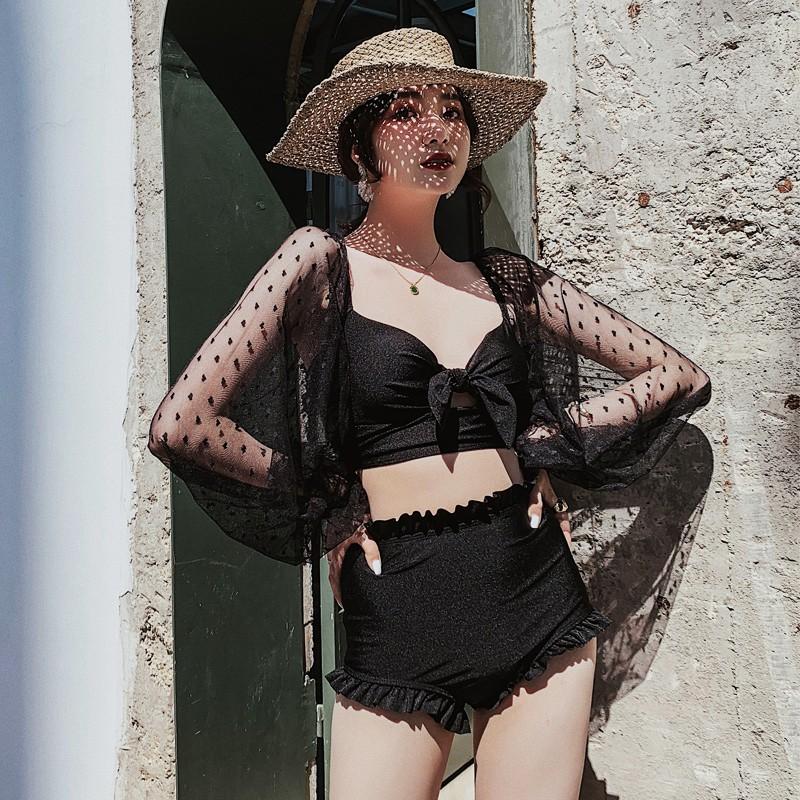 Bộ bikini đi biển cao cấp trễ vai tay ren