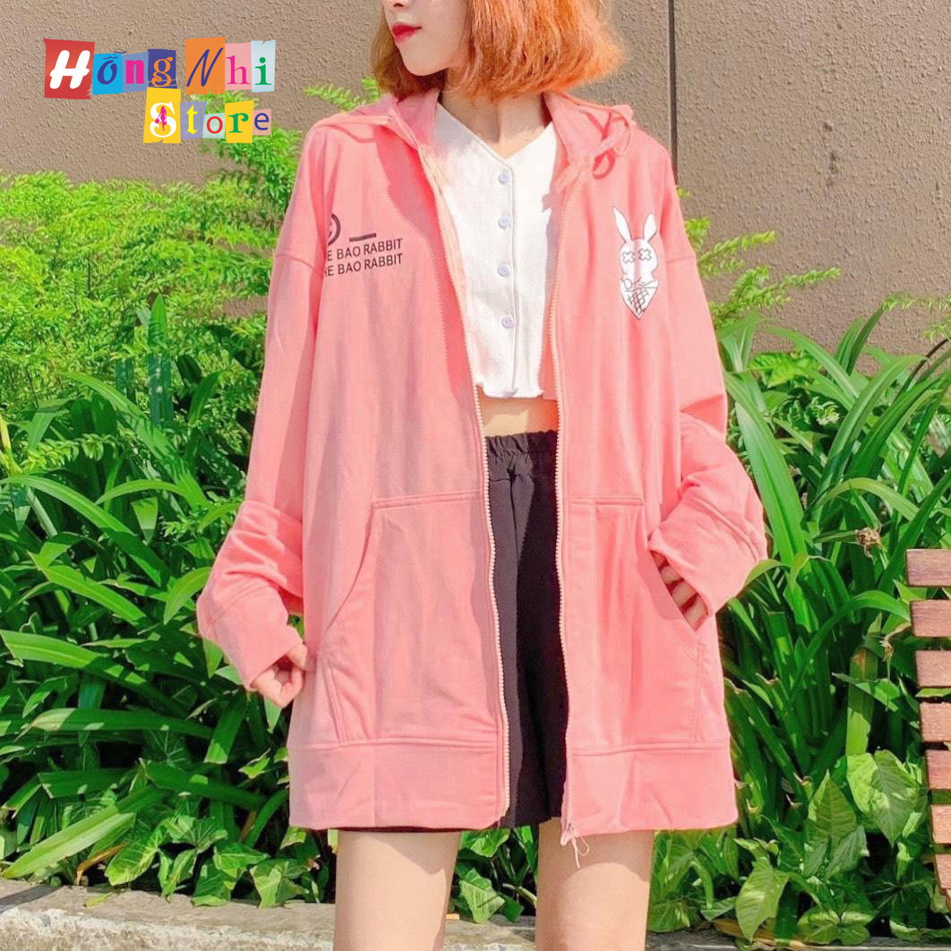 Áo Khoác Hoodie Zip In Hình BAD RABBIT Oversize Ulzzang Unisex Dáng Rộng - MM