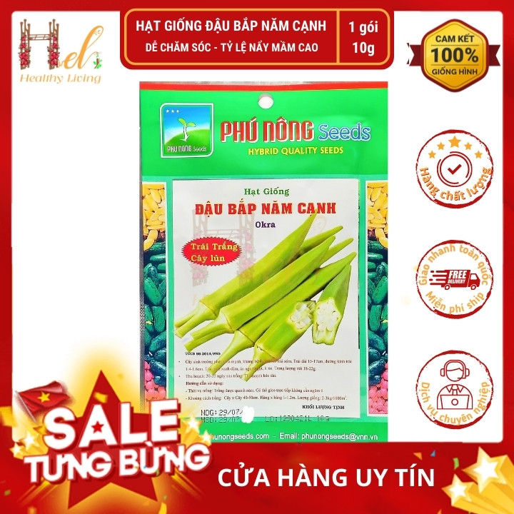 PN - Hạt giống Đậu Bắp 5 Cạnh Trái Trắng Cây Lùn - Trồng Rau Xanh Rau Sạch Bằng Đất Sạch, Mùn Dừa Và Phân Bón Hữu Cơ