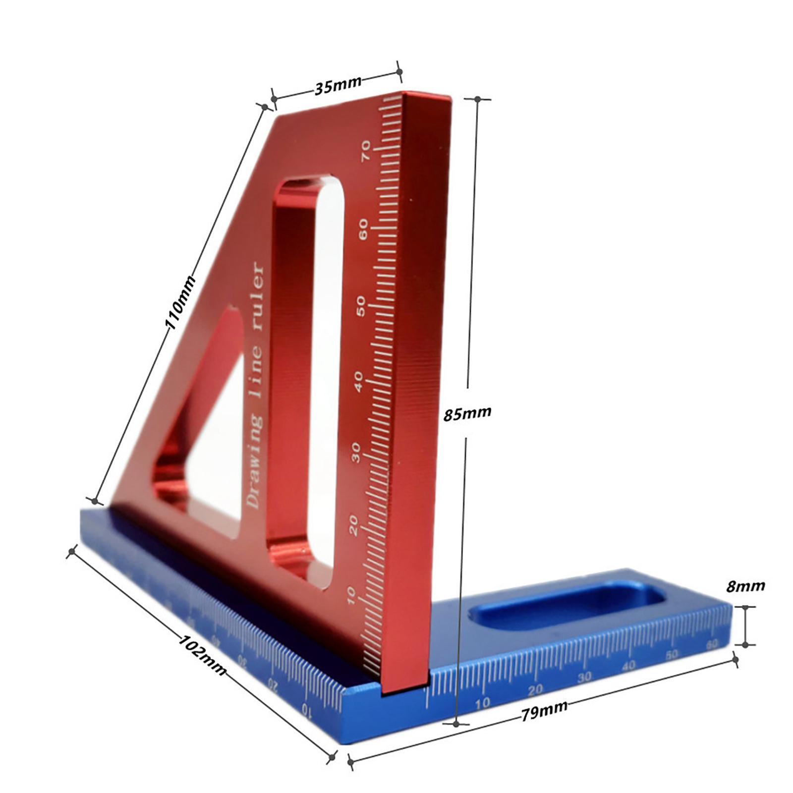 45/90 Degree Ruler, Carpentry Squares Gauge Triangle Ruler Scriber Square Protractor