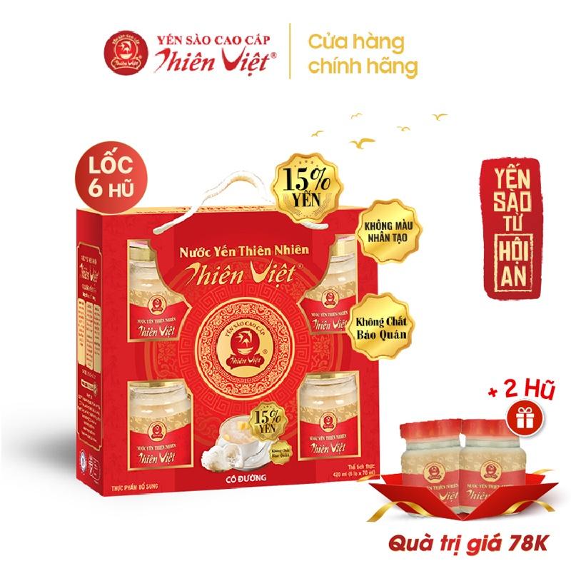 Nước Yến Sào Thiên Việt 15% yến tổ (Lốc 6 hũ x 70ml) có đường