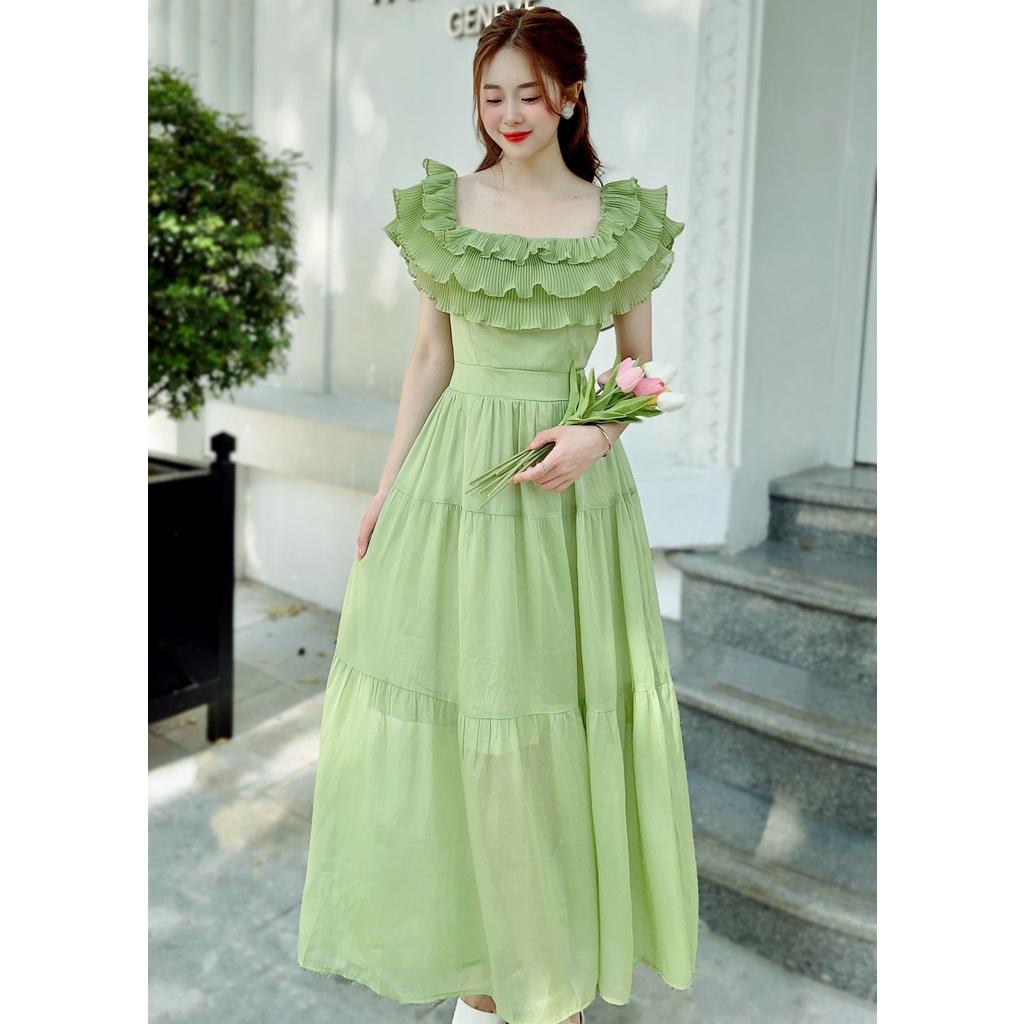 Đầm Đi Biển V114 Chất Liệu Vải Tơ Màu Xanh - Đầm Thiết Kế Thanh Lịch, Nữ Tính
