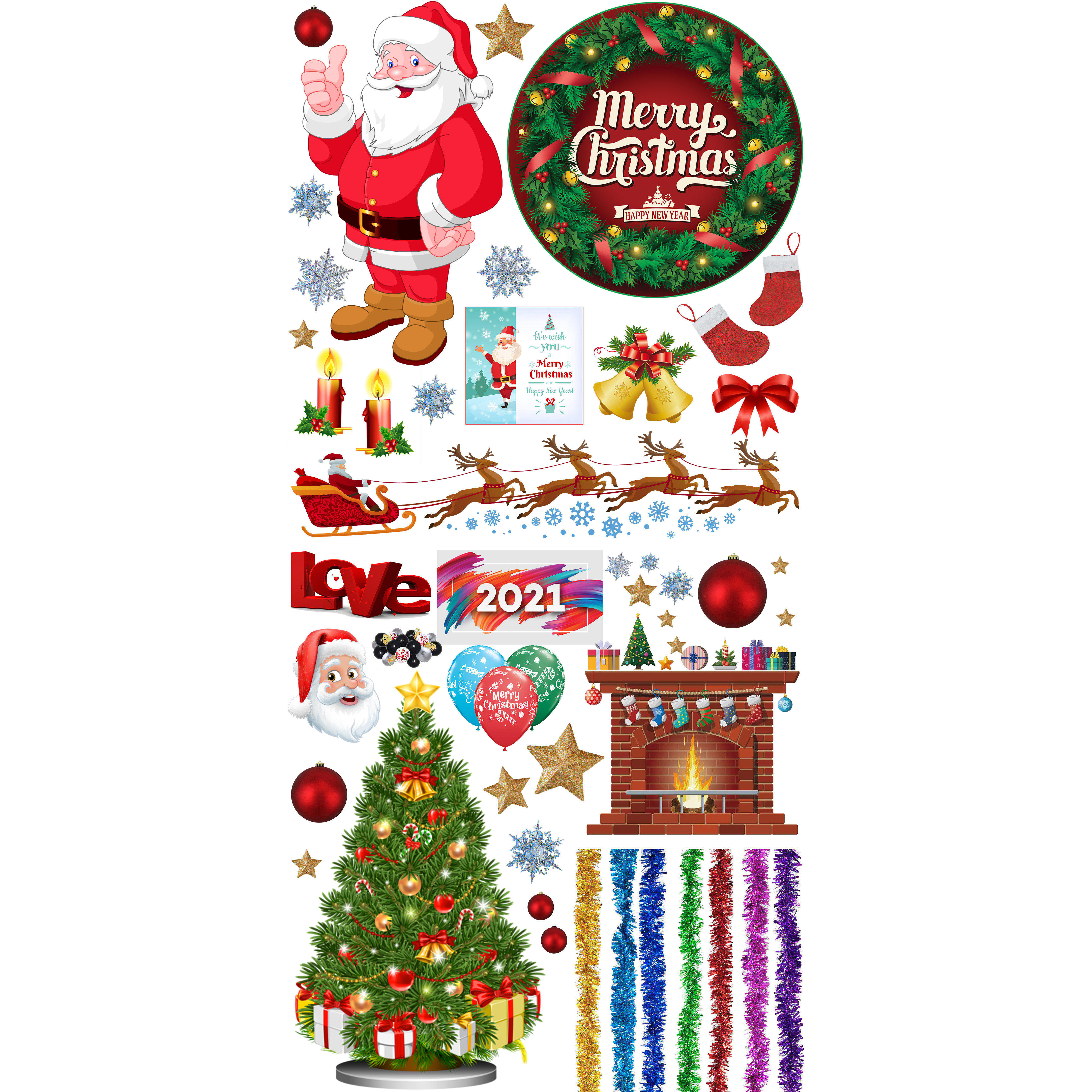 Trang Trí Noel ( marry christmas ) decal hình cắt sẵn dán tường , dán kinh