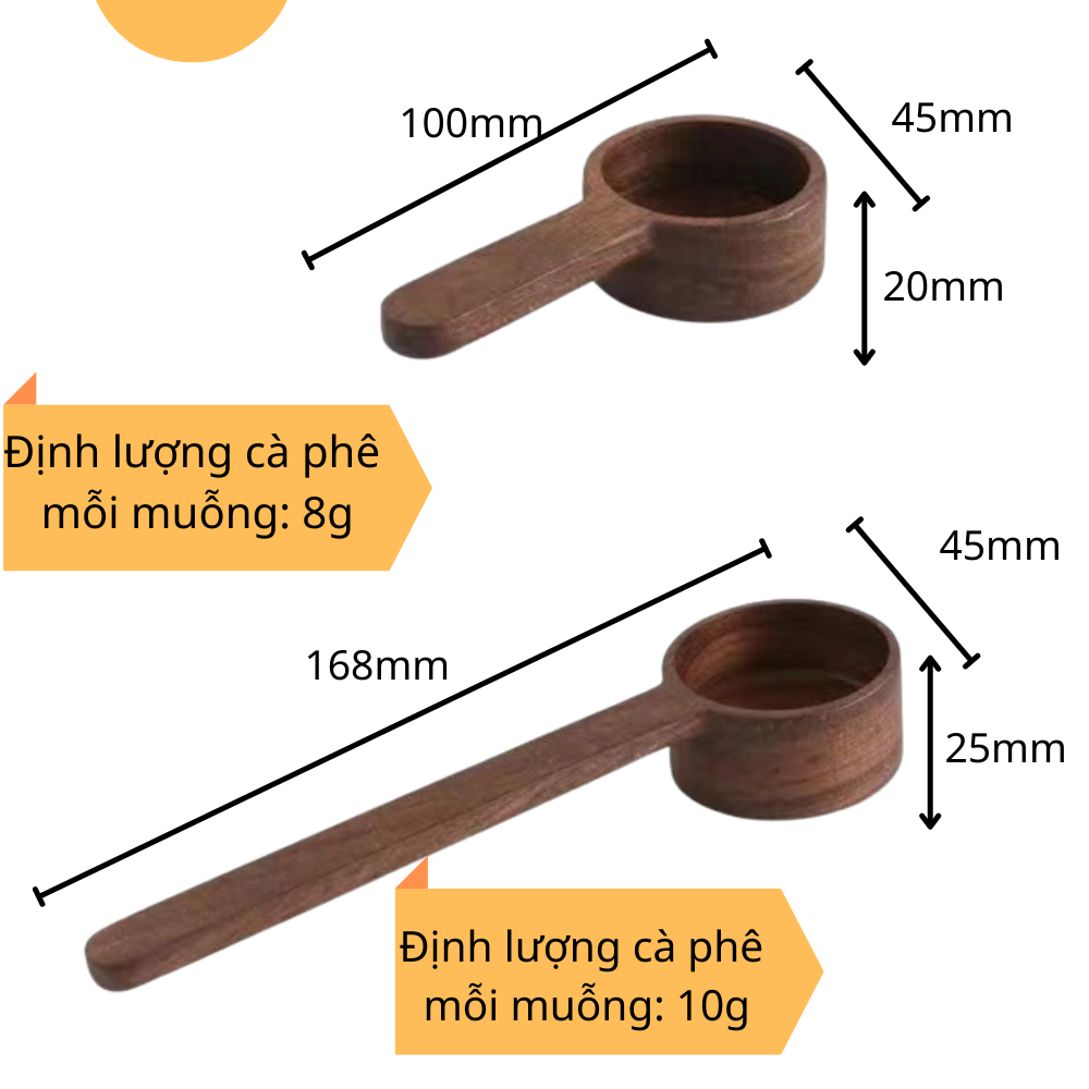 Muỗng gỗ đong cà phê, muỗng định lượng cà phê tiện lợi