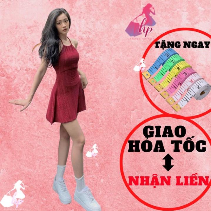 Đầm yếm nữ ánh nhũ hở lưng, váy nhung cột nơ dáng ngắn xẻ tà dáng chữ A mầu đen kiểu hàn quốc thời trang VD115  -TEEN