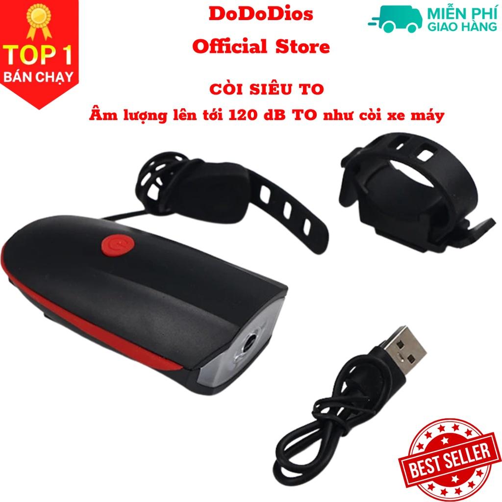 Đèn xe đạp thể thao DoDoDios siêu sáng có còi pin sạc usb led T6 chống nước - Đèn còi xe đạp có 3 chế độ sáng còi to