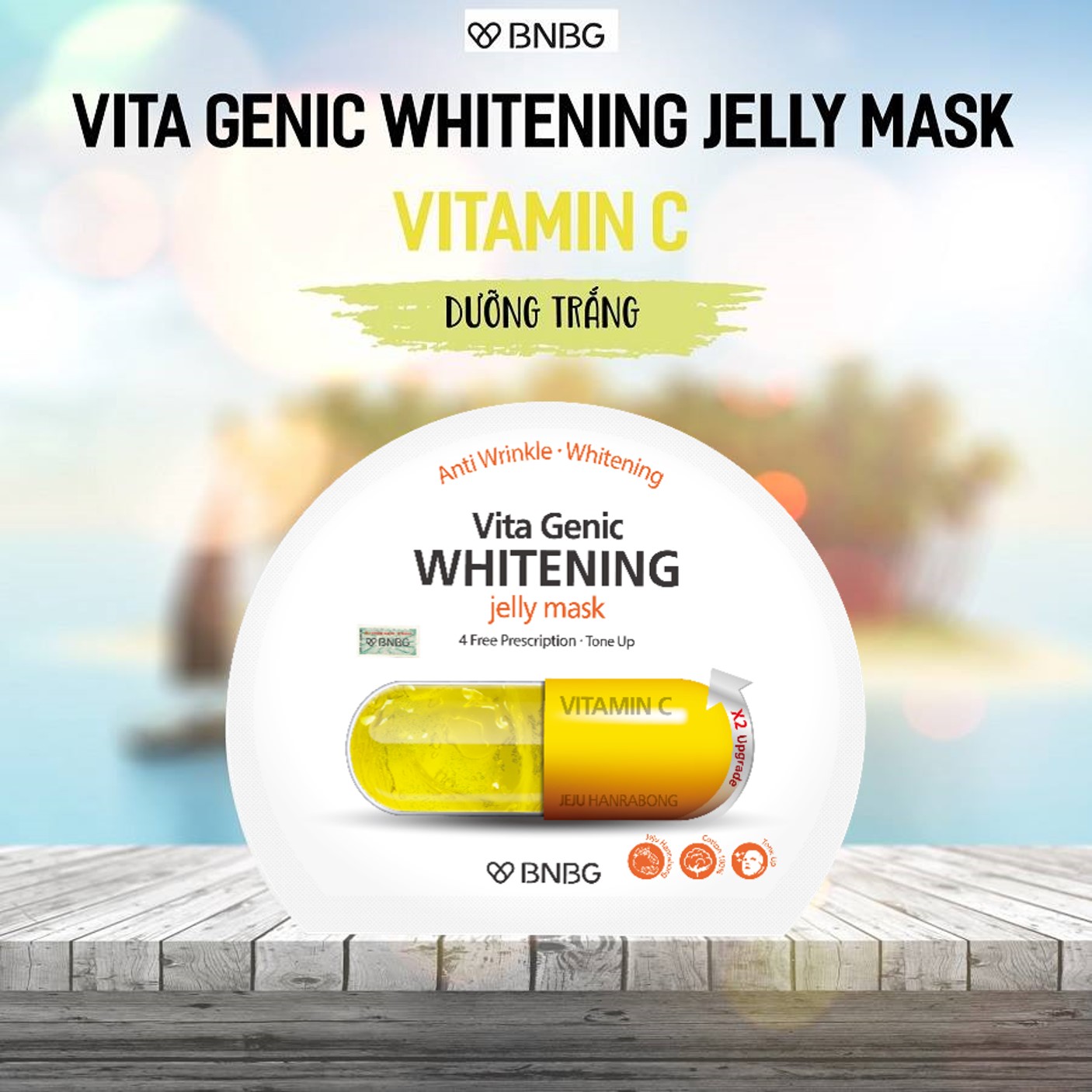 Combo 10 gói Mặt nạ giấy BNBG Vita Genic Jelly Mask 30ml x10 (Lifting, Whitening, Relaxing, Hydrating) Tặng 1 Lưới Tạo Bọt Rửa Mặt