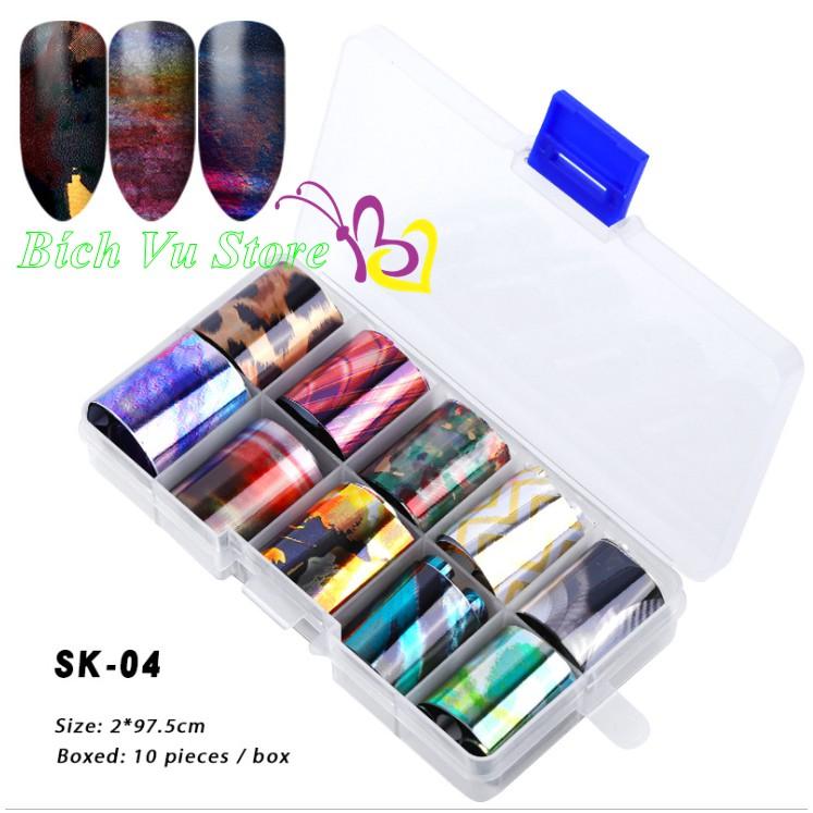 sét 10 kiểu foil dán móng(size 20*3cm/cuộn)