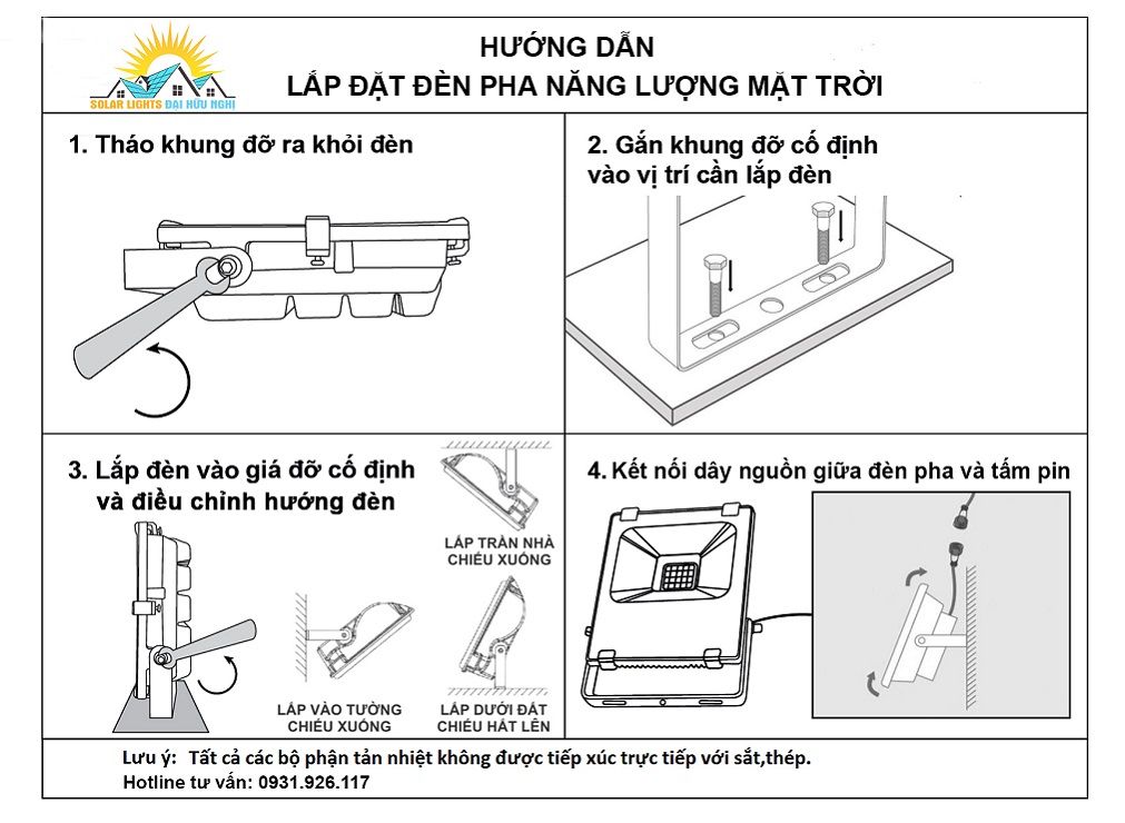 Đèn led pha năng lượng mặt trời 300w IP67 có remote tấm pin rời dây dài 5m