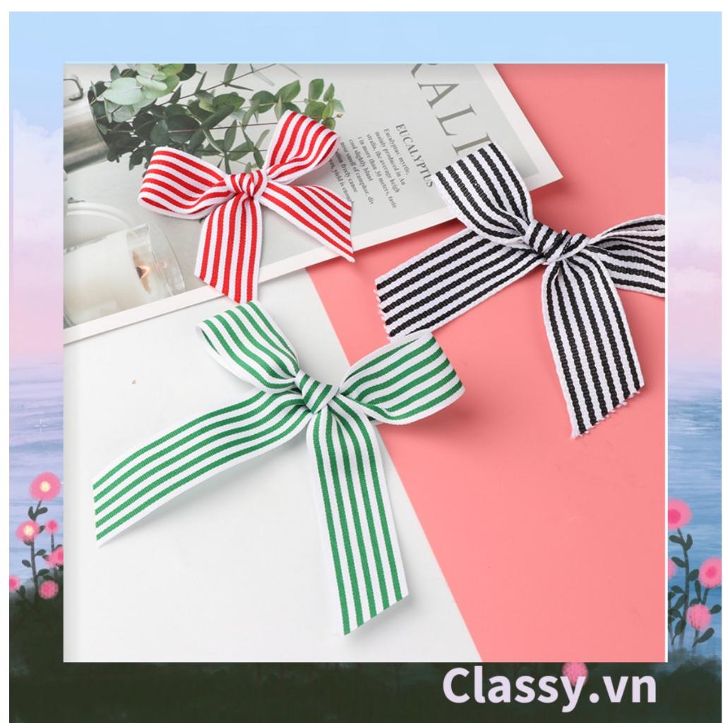 Ruy băng vải sợi poly Classy dài 01MÉT, họa tiết kẻ sọc, nhiều màu Q1084