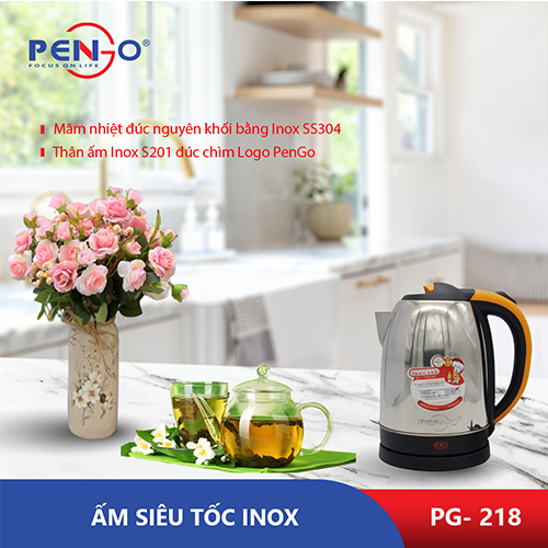 Ấm đun nước siêu tốc Pengo PG-218(1,8L) -hàng chính hãng