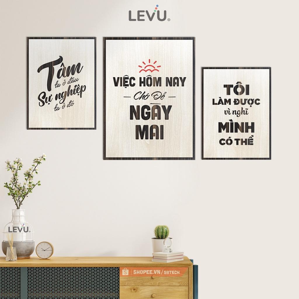 Bộ 3 tấm tranh slogan treo tường bố cục hiện đại LEVU SB3 combo tranh treo tường 3 tấm phong cách mới