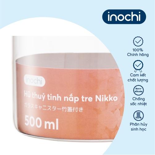 Hũ thuỷ tinh nắp tre Inochi - Nikko 500ml