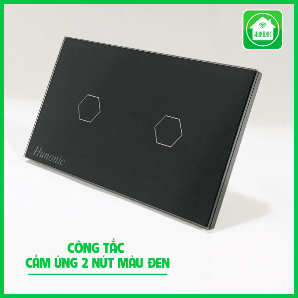 Công Tắc Cảm Ứng Hunonic 2 Nút Màu Đen - Hàng chính hãng