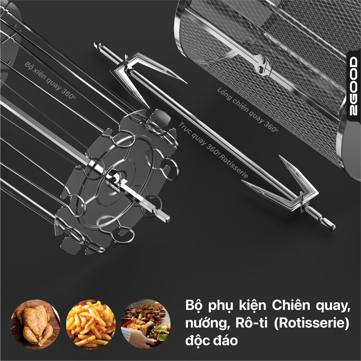 Nồi Chiên Không Dầu 2GOOD Vortex S-19, Nhiệt Max 230°C (14.5L)