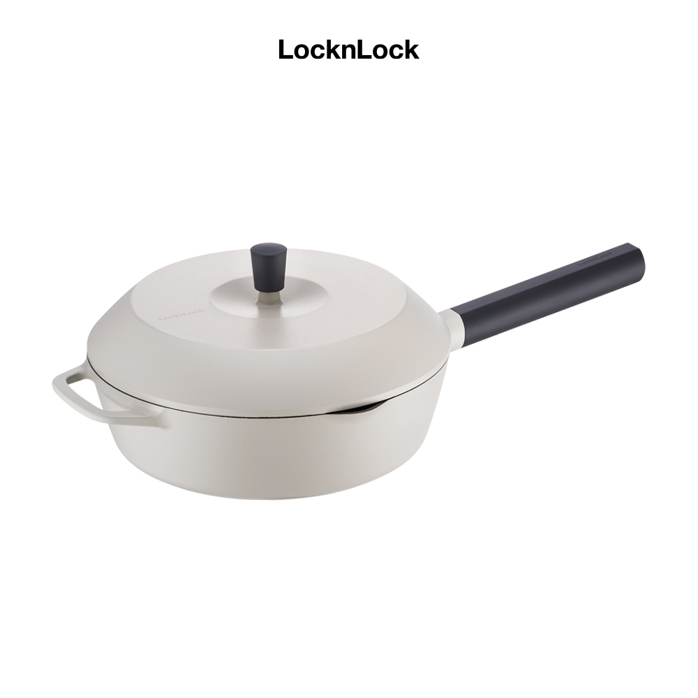 Chảo chống dính 24cm LocknLock Master Deep Pan LMD1245, Hàng chính hãng, Có nắp đậy, Công nghệ chống gỉ tốt - JoyMall