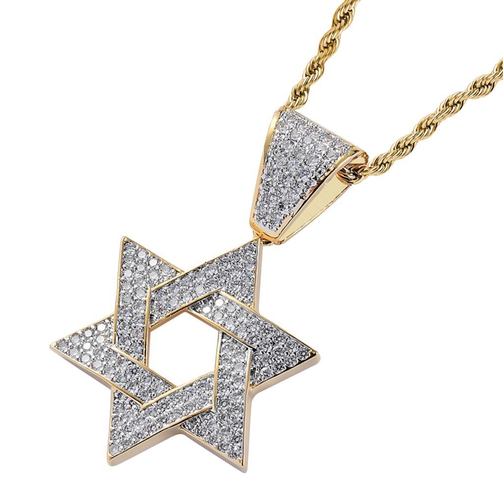 Star of  Necklace with Chain Men Women Amulet    Jewish
