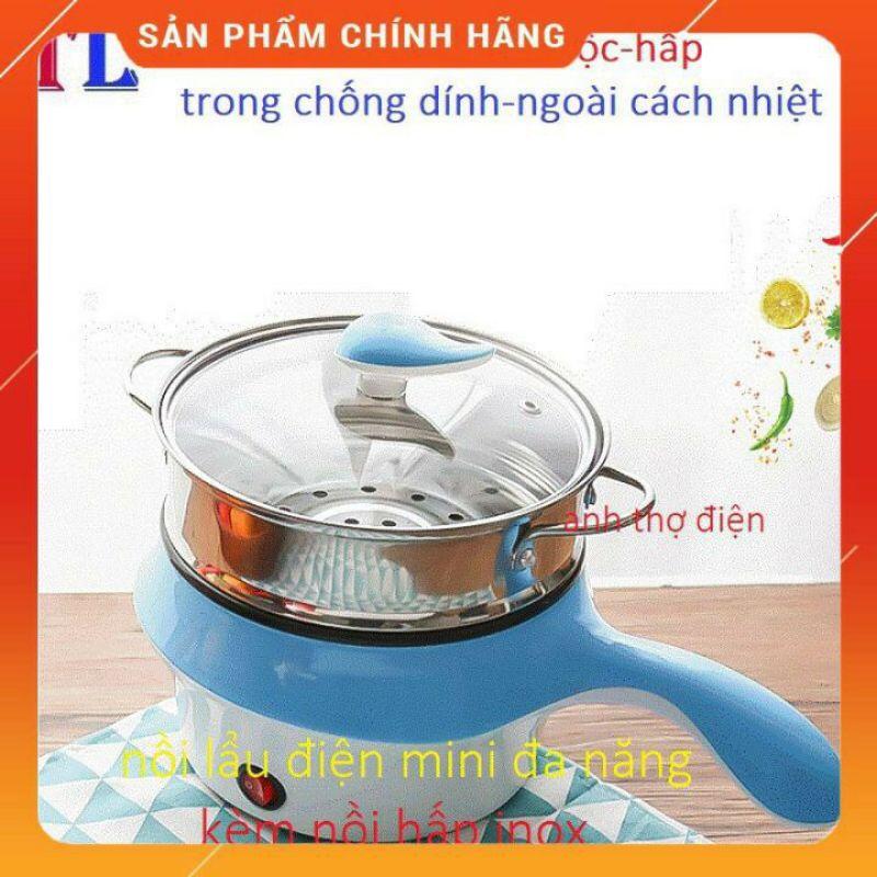 nồi lẩu mini có tay cầm tặng kèm xửng hấp