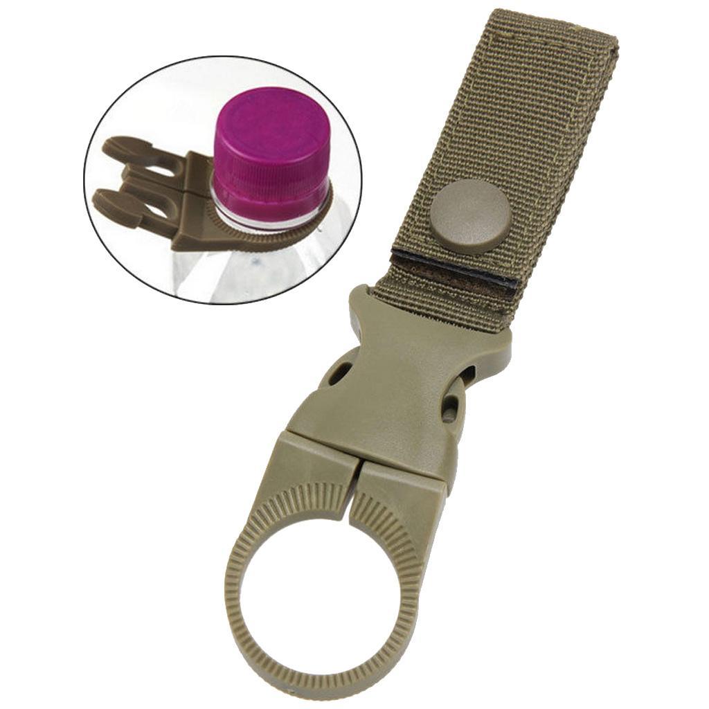 4xNylon Molle Hanging Strap Webbing Buckle Clip Bottle Hook Belt Army Green